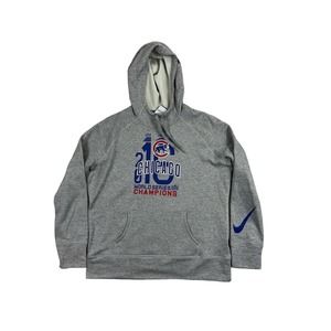Nike Chicago‎ Cubs 2016 World Series Gray Pullover Hoodie Therma Fit Women Sz XL